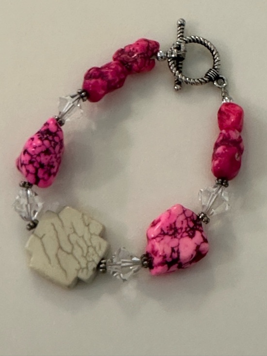 Handmade Western Boho Pink & Green Stone Statement Jewelry Set - 3pc - Picture 3 of 13